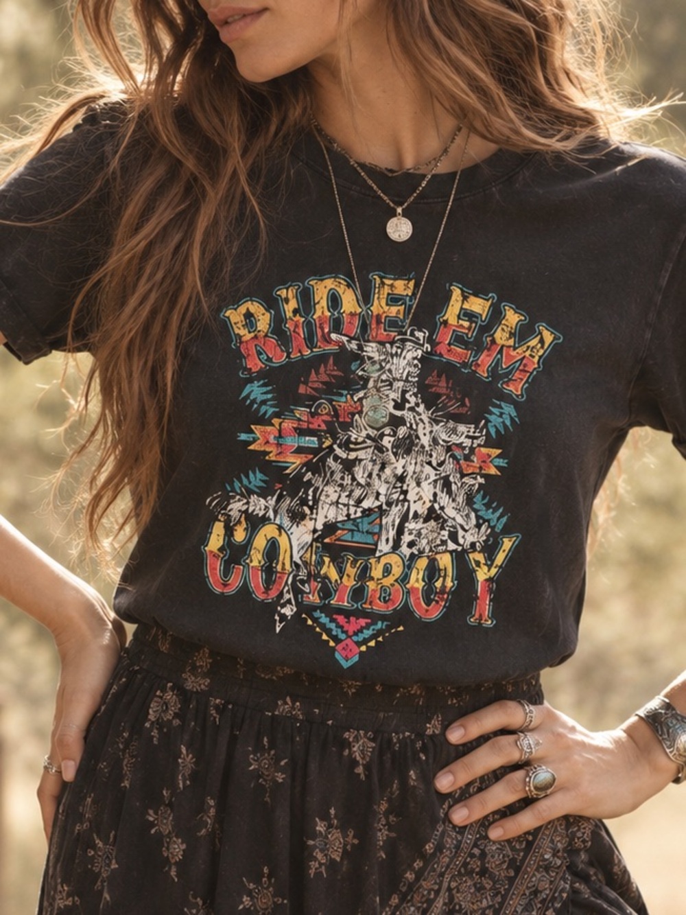 Rock & Roll Denim “Ride em Cowboy” Western Graphic T shirt” 100% Cotton